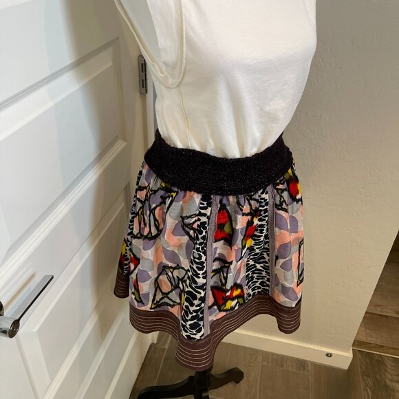 Free People Women's Multicolor Leopard Leaf Patchwork Skirt - Size Medium (308) - Picture 7 of 11